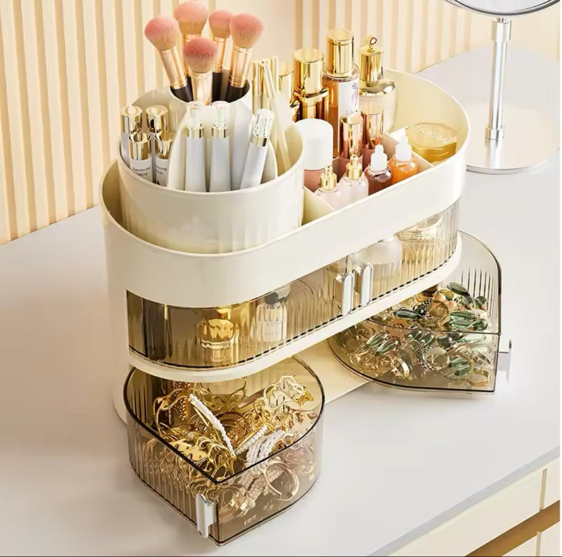 3Layer Cosmetic Organizer, 360-degree Rotating Makeup Organizer, Fashion Crystal Display Stand, Regular Cosmetic Jewellery Organizer 3Layer Cosmetic Organizer, 360-degree Rotating Makeup Organizer, Fashion Crystal Display Stand, Regular Cosmetic Jewellery Organizer